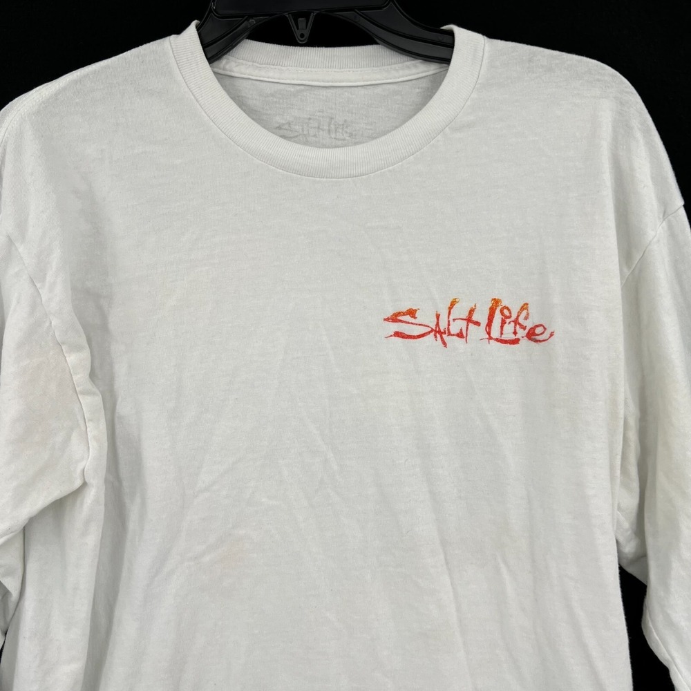 Live The Salt Life Tee Shirt Size Medium White Long Sleeve Adult Sailfish Ocean - Picture 3 of 9